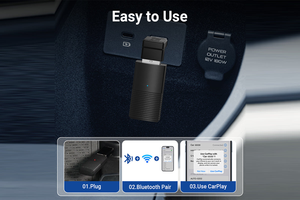 For Apple CarPlay Wireless Adapter Car Play Dongle Bluetooth WiFi Fast Connect