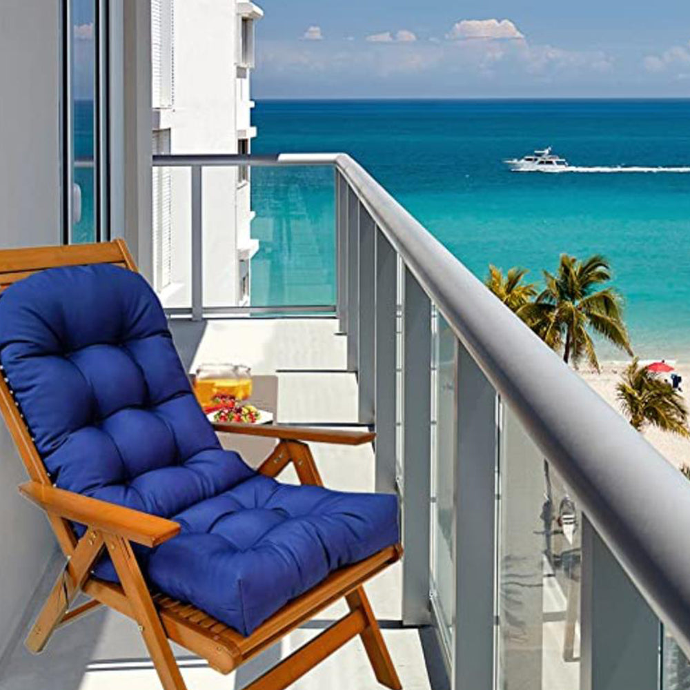 Patio Adirondack Chair Cushion High Back Rocking Chair Seat Pad with Ties Navy