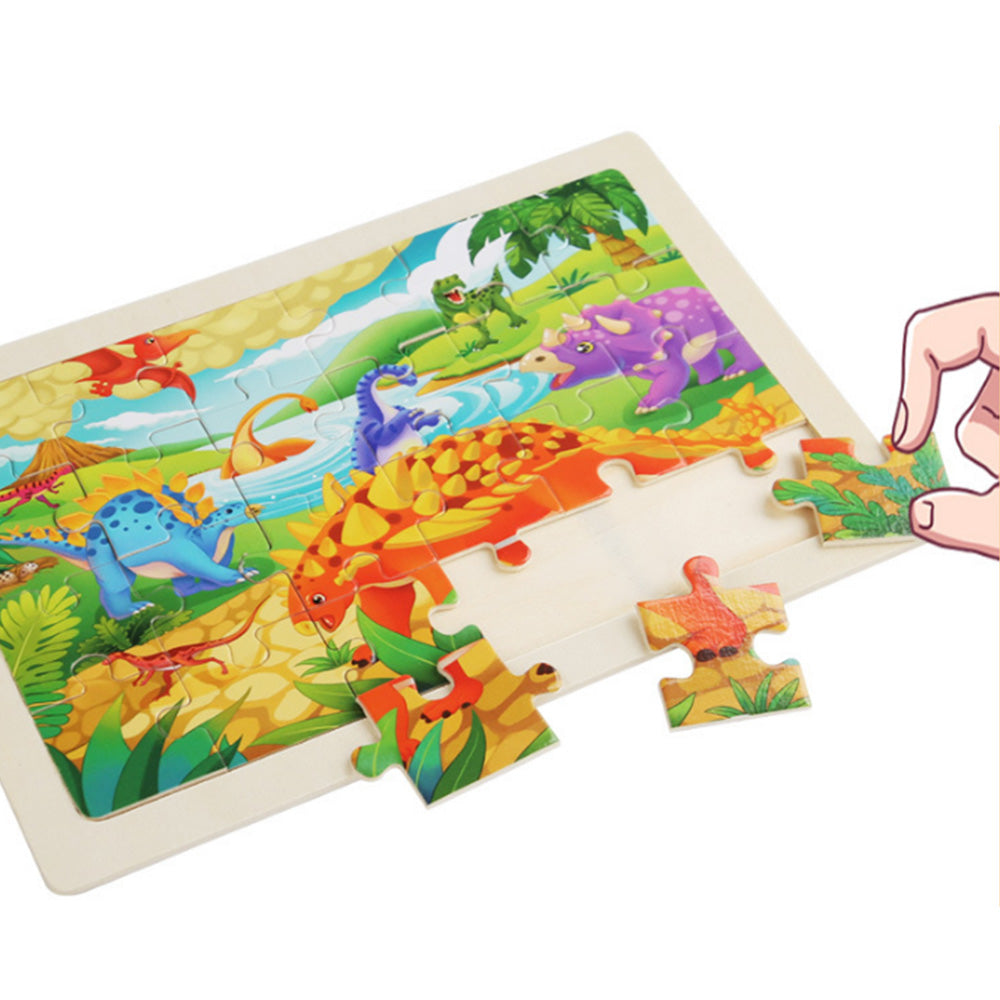 4 Packs 24Pcs Puzzles Wooden Jigsaw Puzzles Preschool Educational Puzzles Boards Toys Style 3