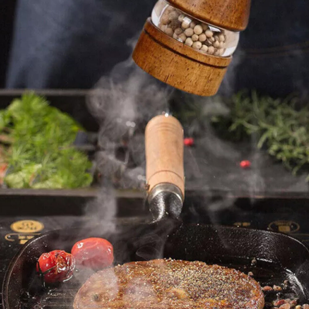 Manual Wooden Salt Grinder Adjustable Pepper Mill Shaker Brown