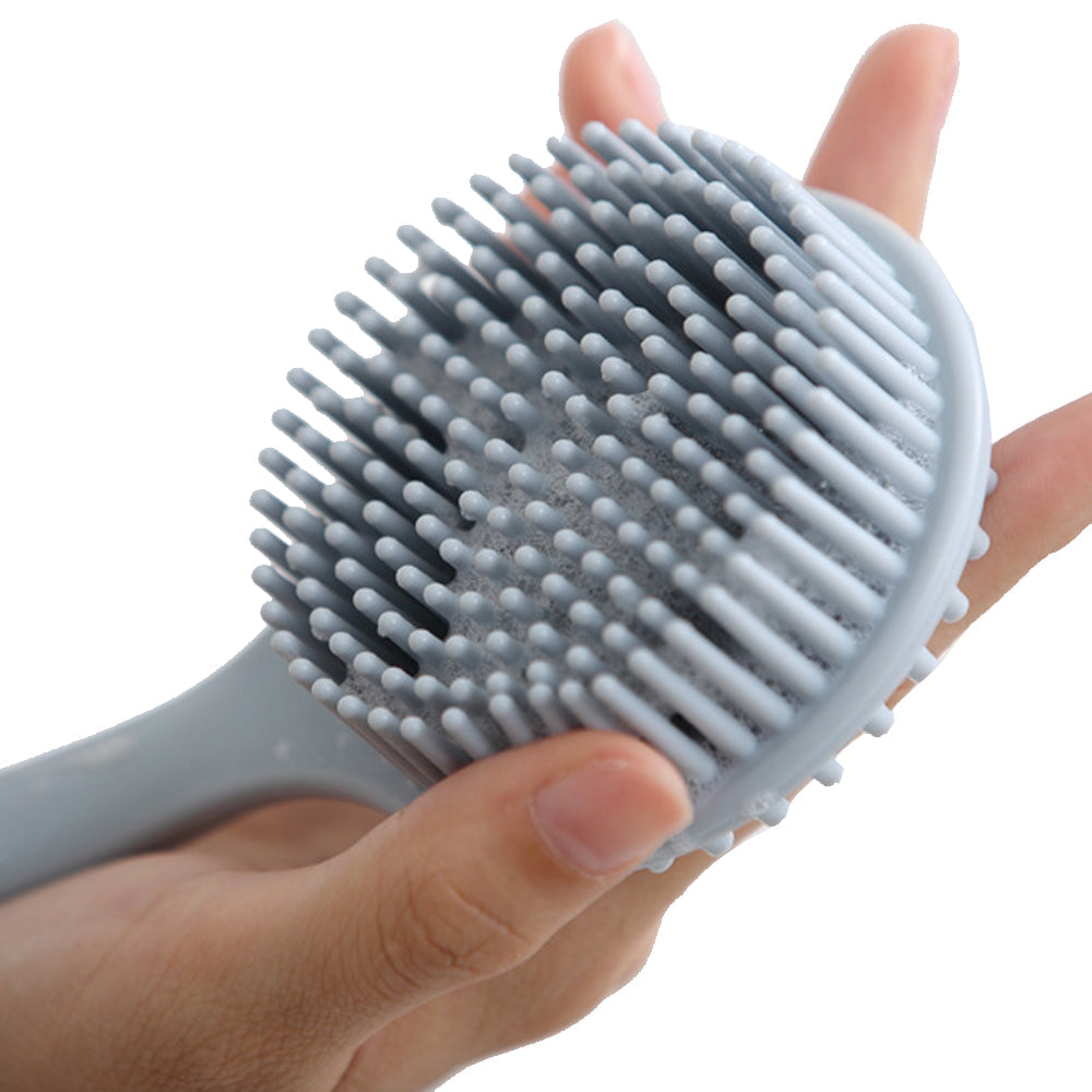 Long Handle Bath Shower Brush Silicone Body Brush Back Scrubber Blue