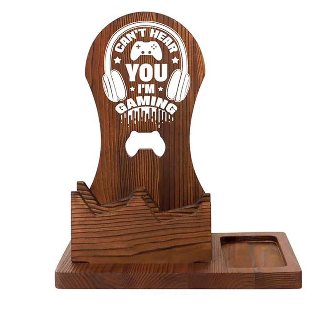 Solid Wood Multi-Function Headphone Stand for Gamer