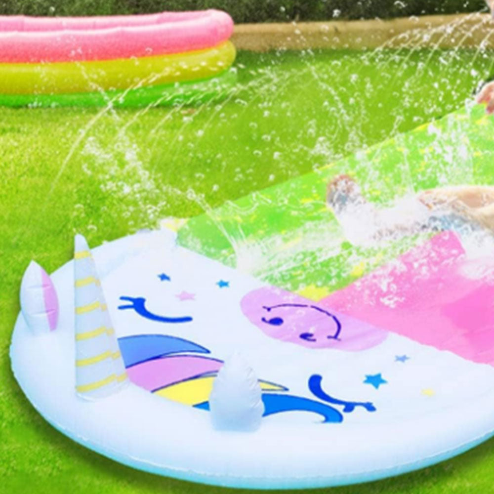 Extra Long Inflatable Slip Splash Slide with 2 Slidingboards Heavy Duty Water Slide for Kids