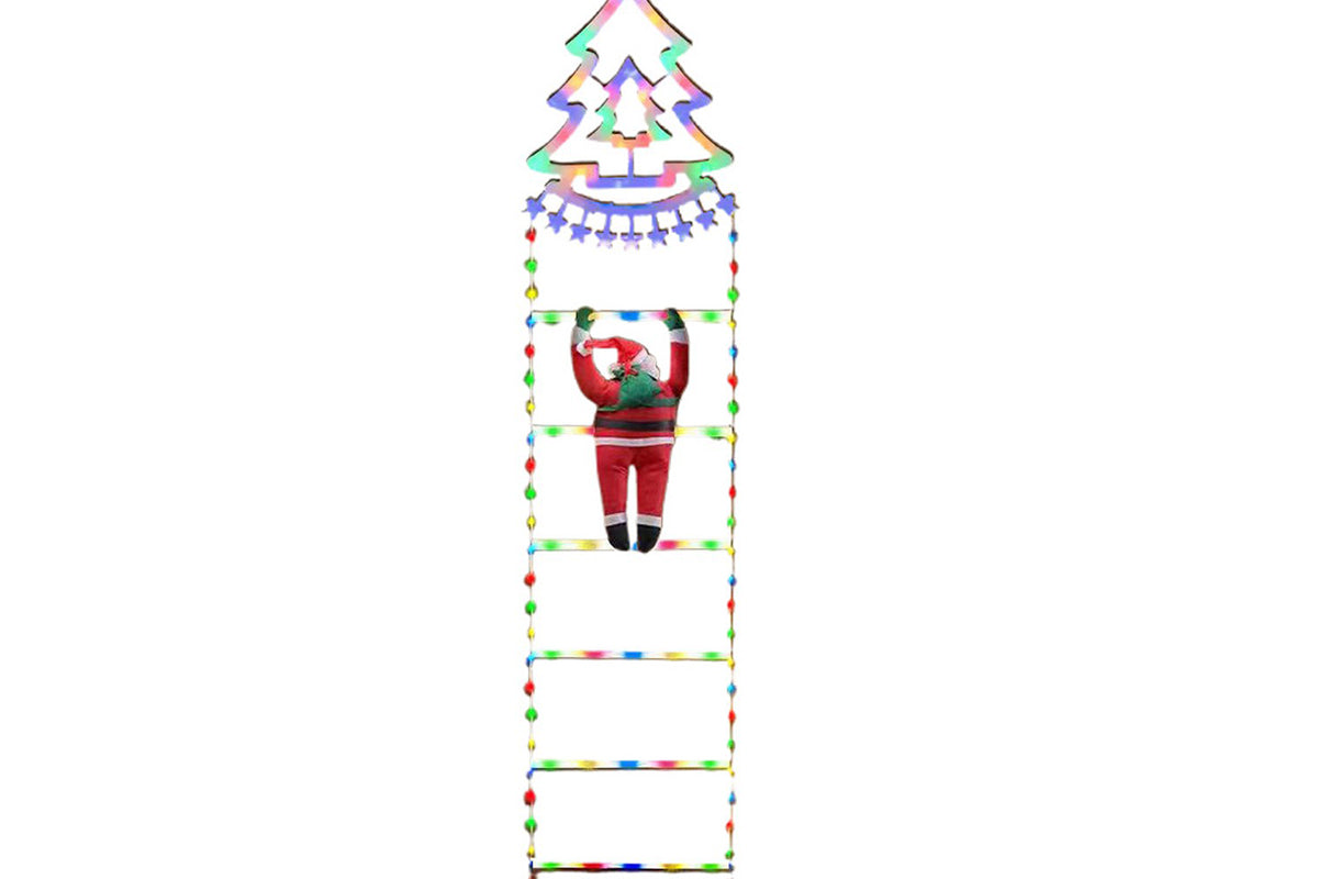 1.7M 160 LEDs Christmas Ladder Lights with Santa Claus Xmas Giant Climbing String Lights Decorative Outdoor Yard Led Ornaments-Christmas tree