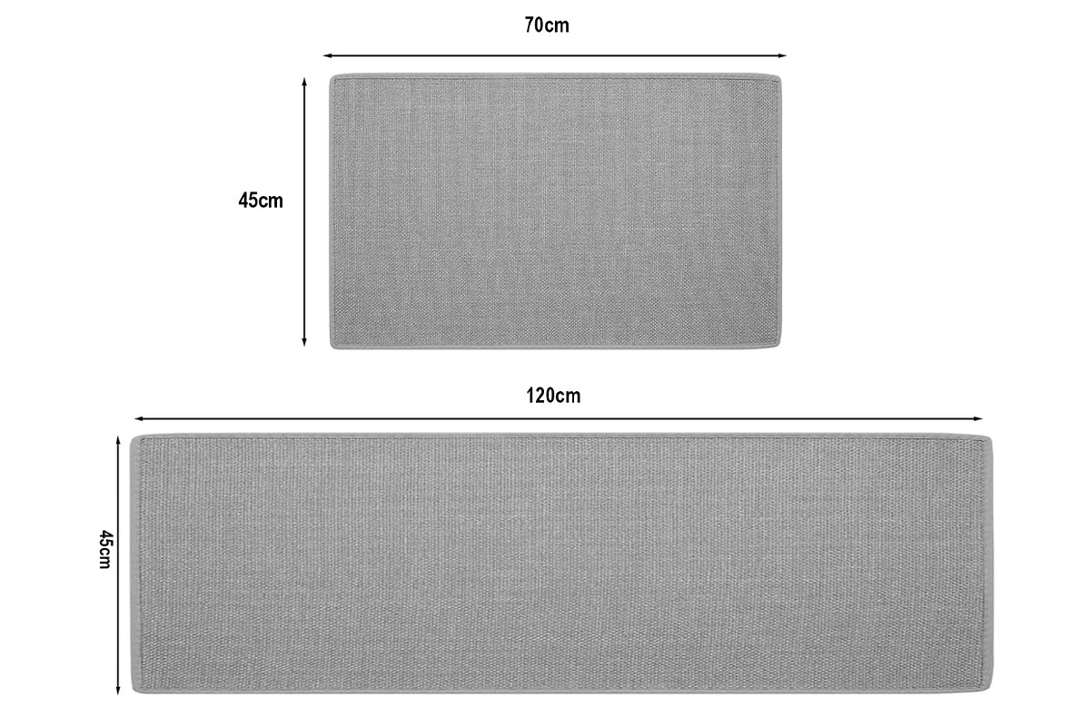 2Pcs Set 45x70cm and 45x120cm Non Slip Kitchen Runner Rug Absorbent Kitchen Floor Mat for Home Door Mats-Grey