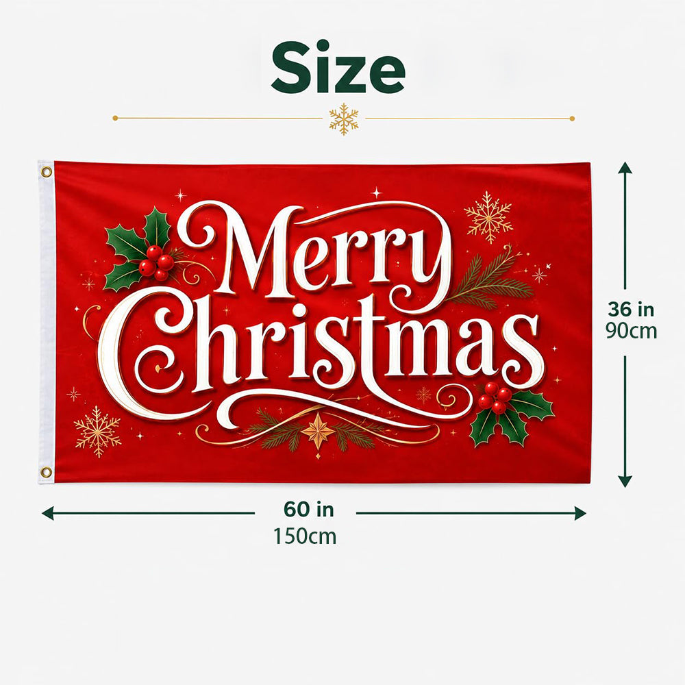 Christmas Flag Double Sided Print Happy New Year Flag - Red