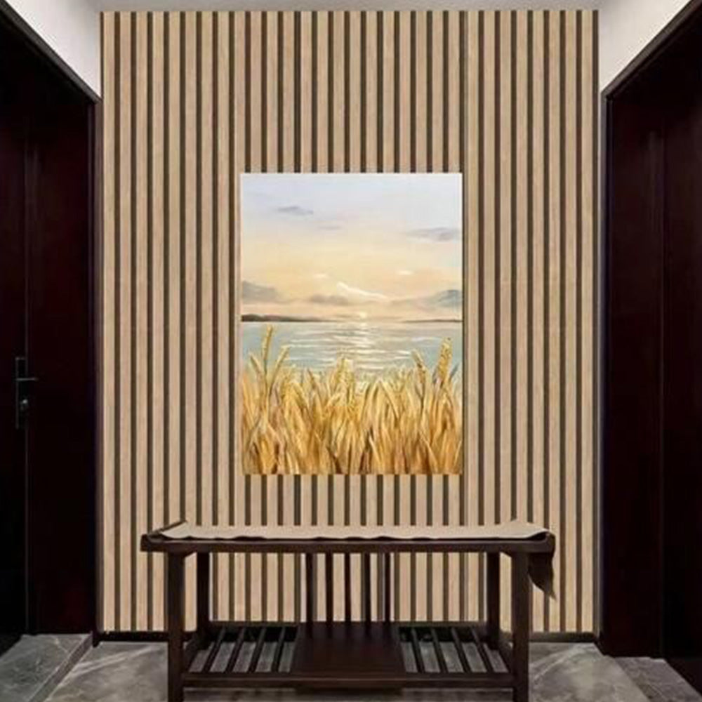 2 Pieces PVC Slat Wall Panel with Faux Engineered Wood Grain - Gold