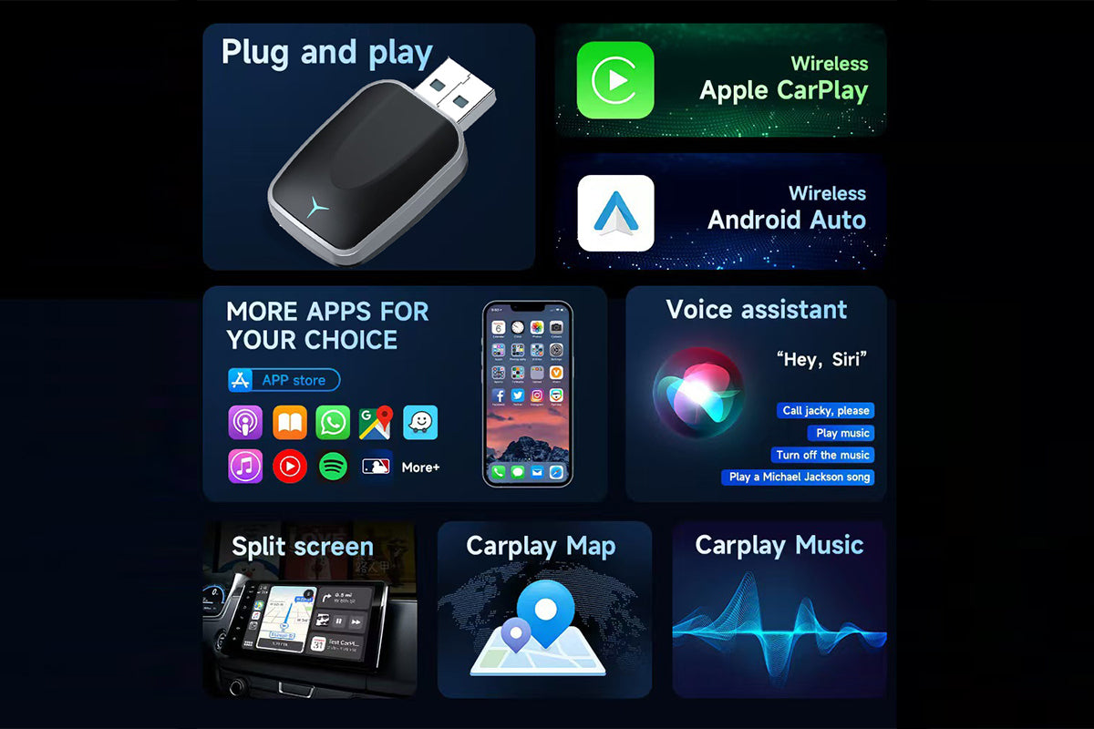 2 in 1 Wireless CarPlay Adapter for iPhone Convert Wired to Wireless CarPlay