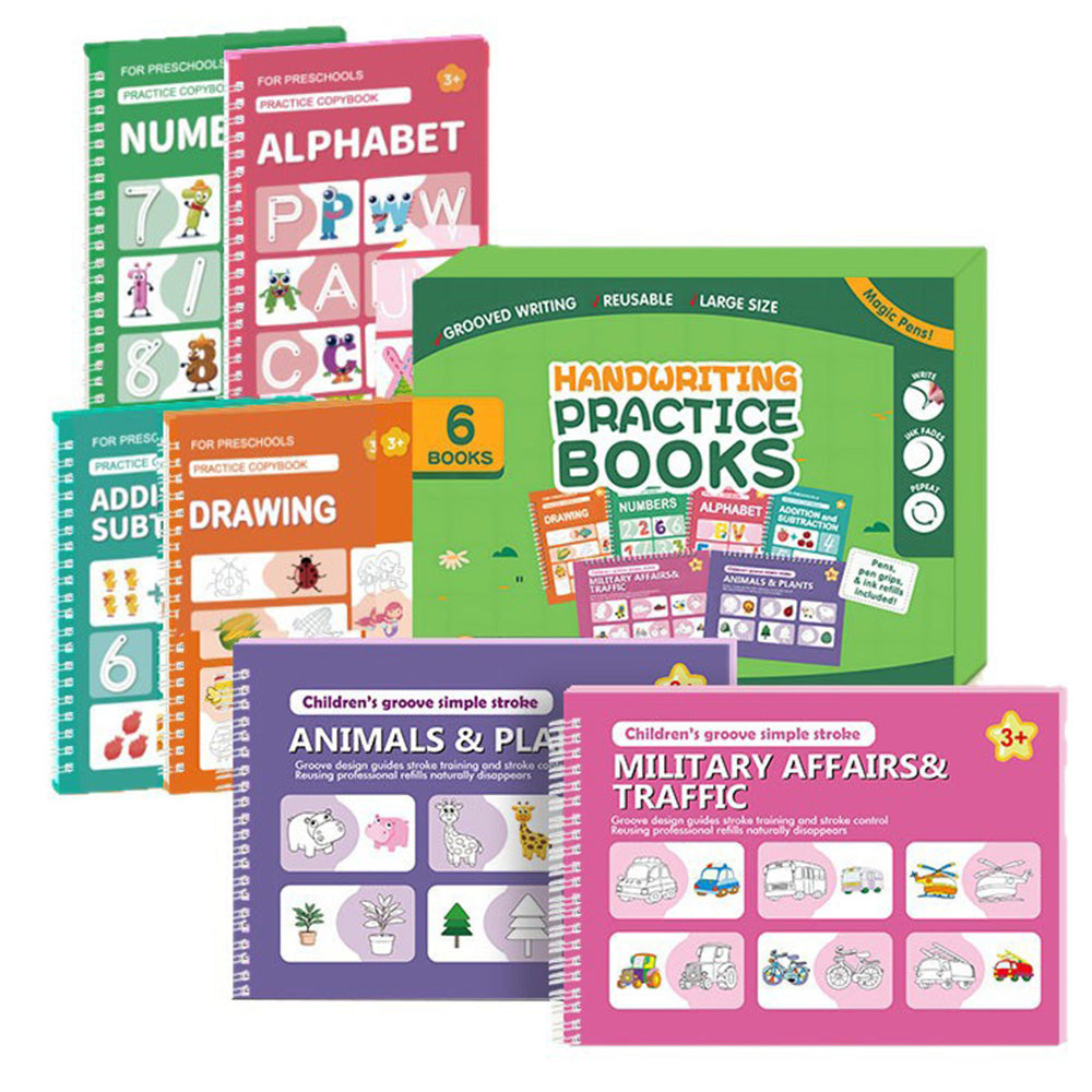 Magic Handwriting Practice Copybooks with Pens Reusable Grooved Books