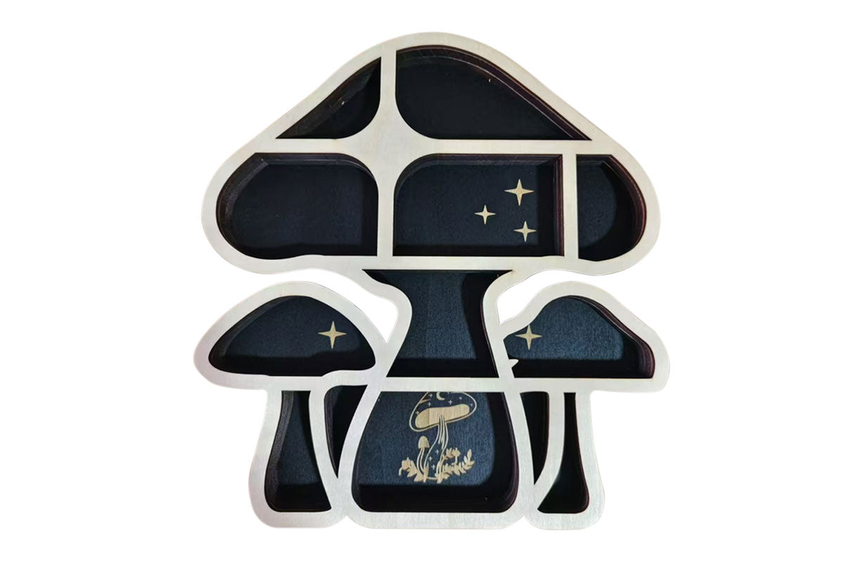 Wooden Shelf Halloween Crystal Display Shelf Decor-Mushroom