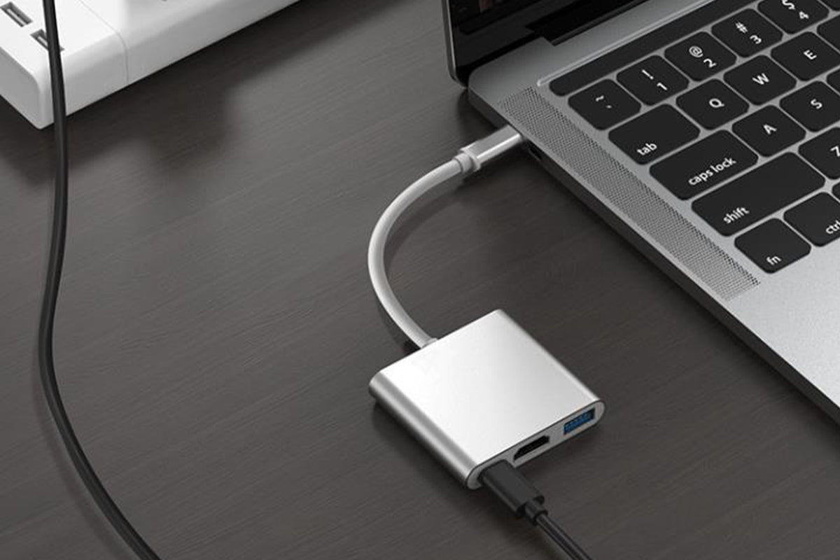 2Pcs 3 in 1 USB-C to HDMI Adapter Docking Station with USB 3.0 Ports for MacBook Lenovo