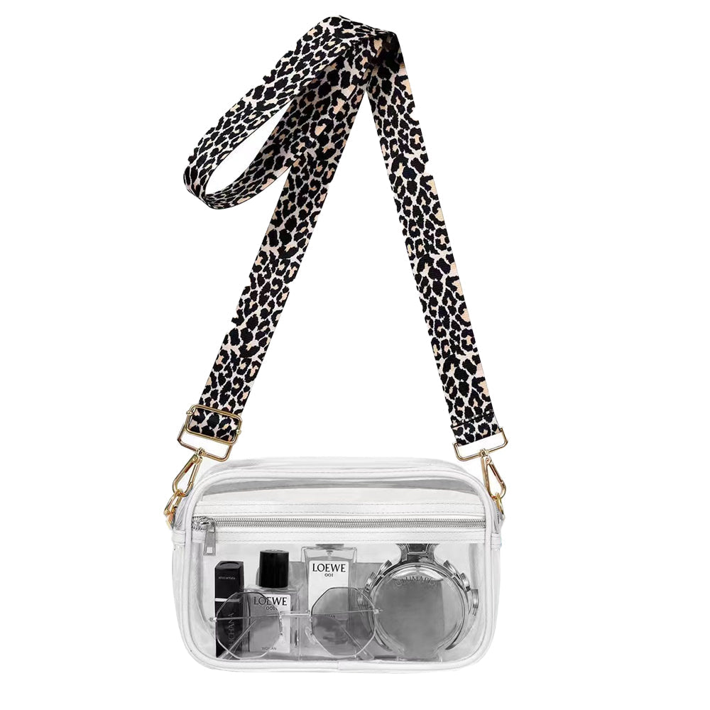 Clear Crossbody Bag Sling Purse Makeup Storage Bag Concert Messenger Bag with Removable Strap White