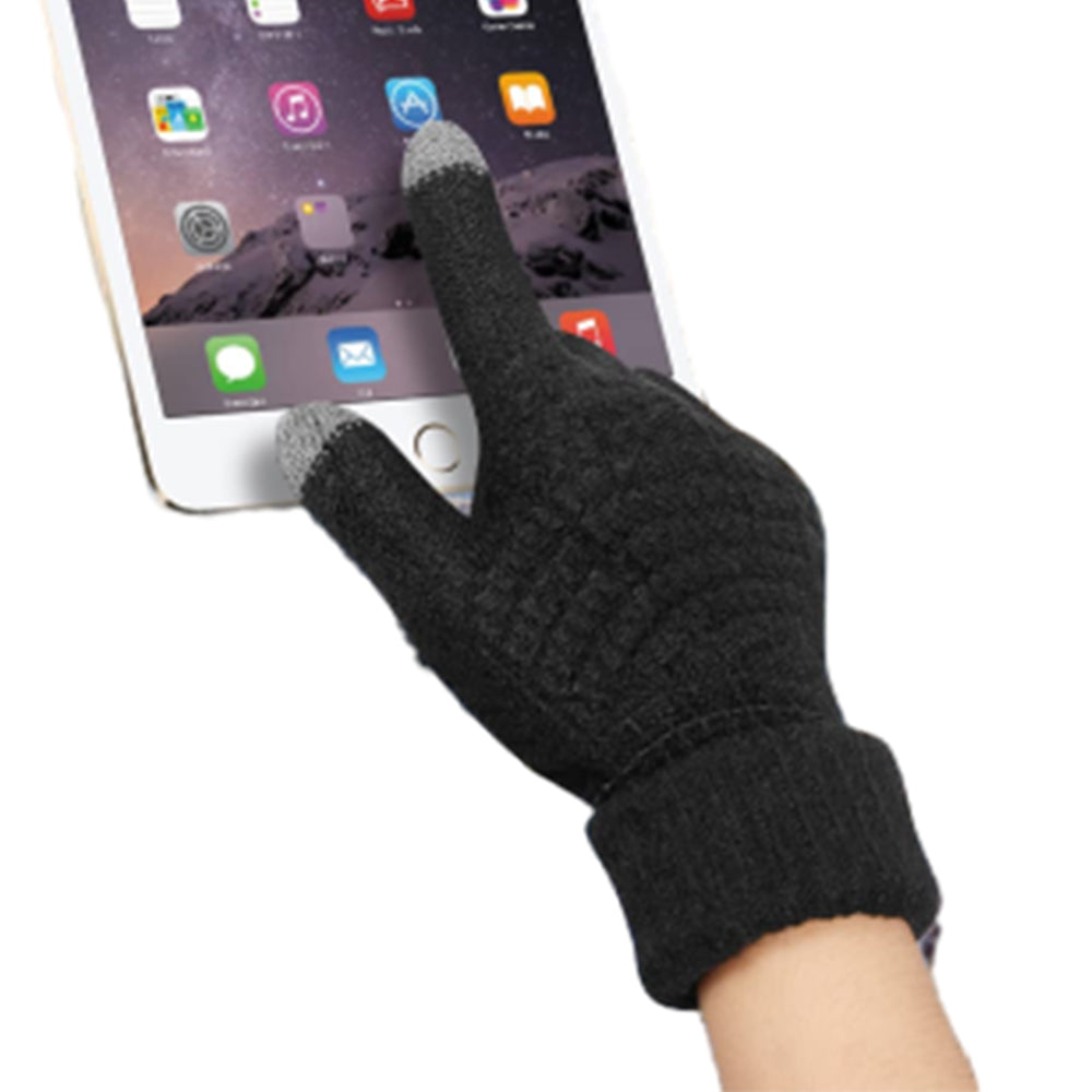 Pair of Winter Thermal Warm Gloves Touchscreen Sports Knit Gloves Black