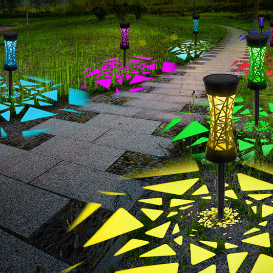 4 Pack Solar Garden Lights Color Changing  Hollow-Out Decorative Outdoor Lighting for Pathway Yard Garden