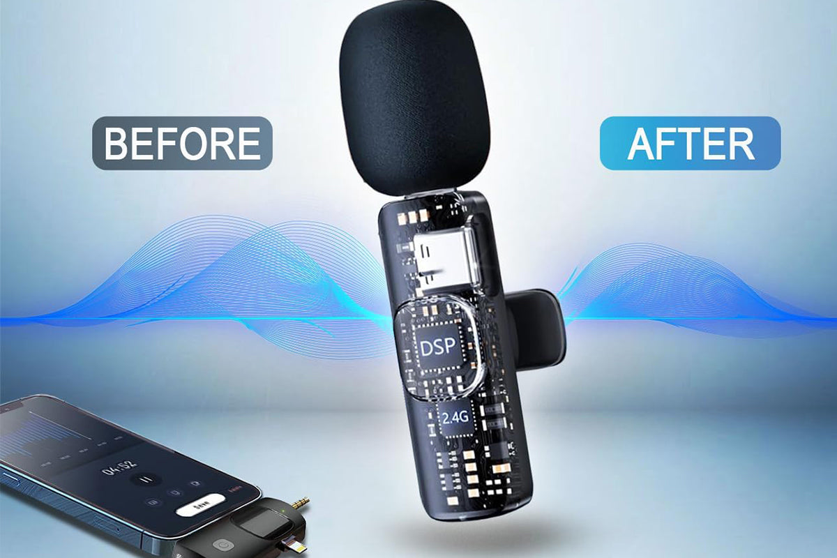 Wireless Lavalier Microphone for iPhone iPad Android Mini Microphone for Vlog