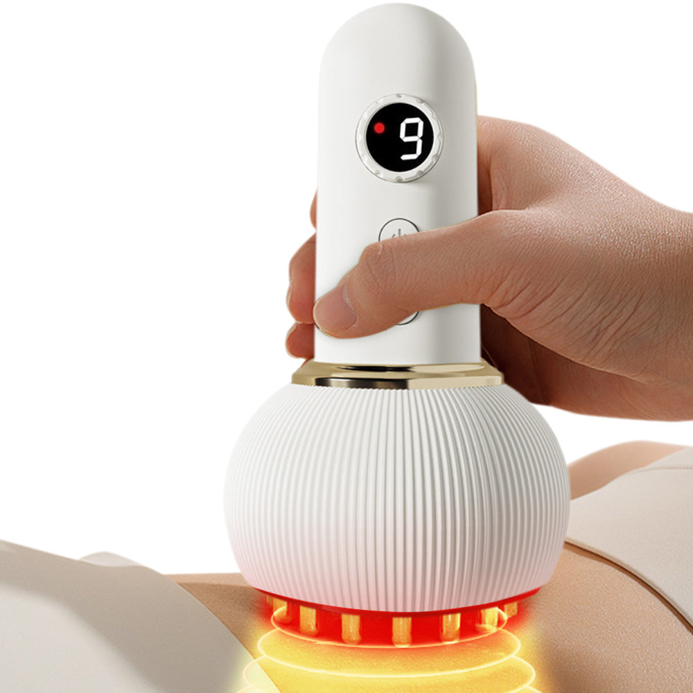 Electric Gua Sha Massager 9-Level Heat Cupping Massage Tool for Legs Arms Belly Body Beige