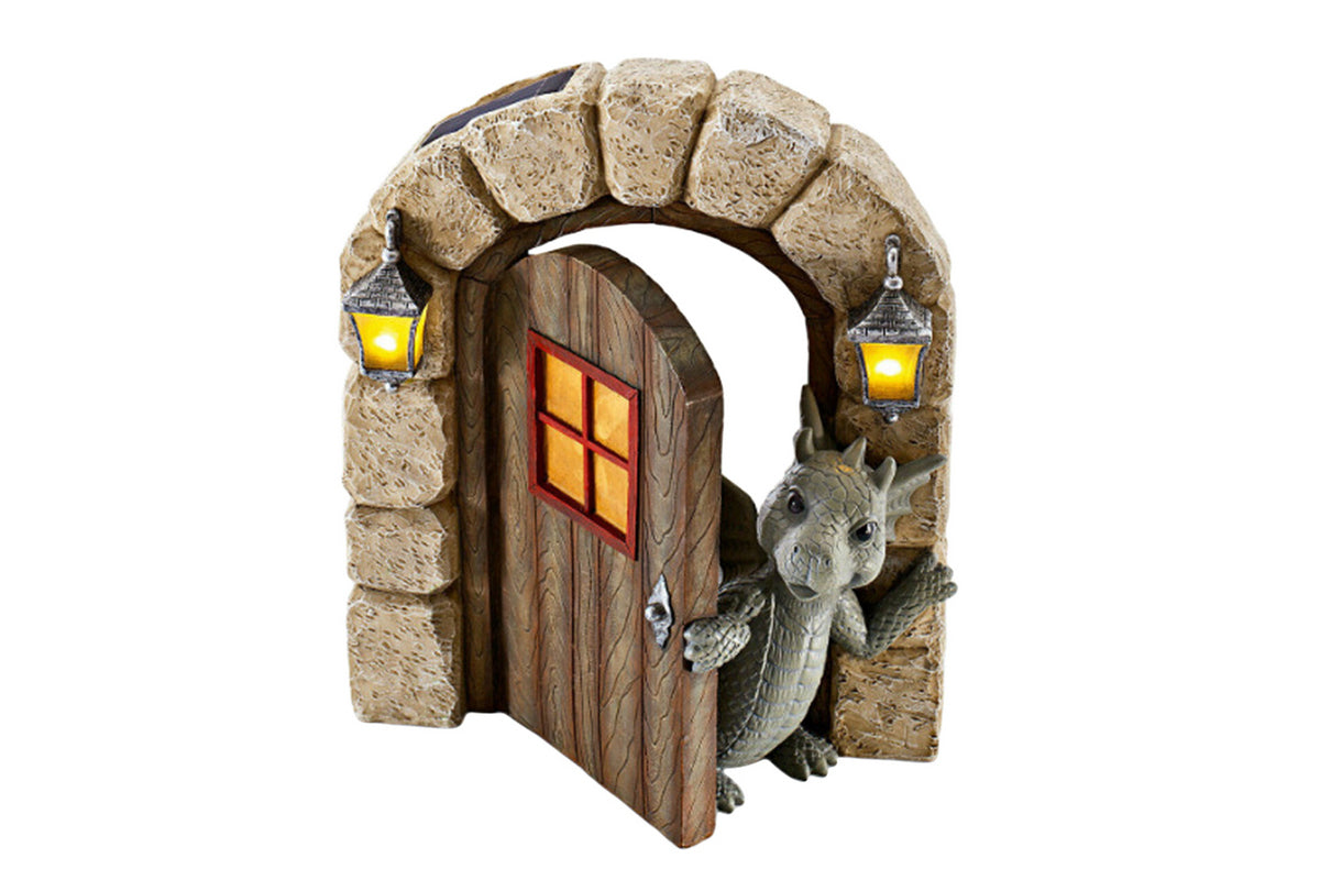 Courtyard Dragon Gate Statue Resin Carving Ornament Window Garden Dragon Meditating Sculpture Decorative Dragon-Style 2