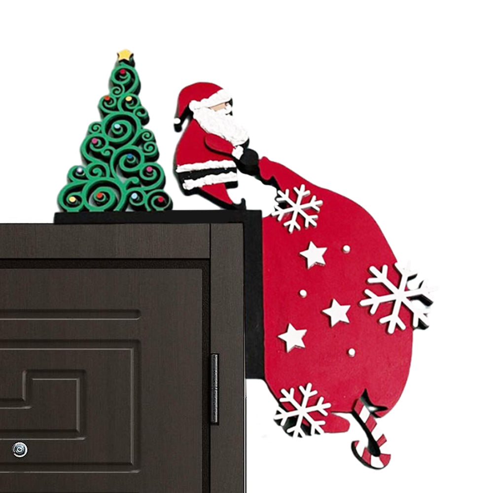 Christmas Door Topper Santa Claus Door Frame Corner Sign Decorations Windows Walls DIY Craft