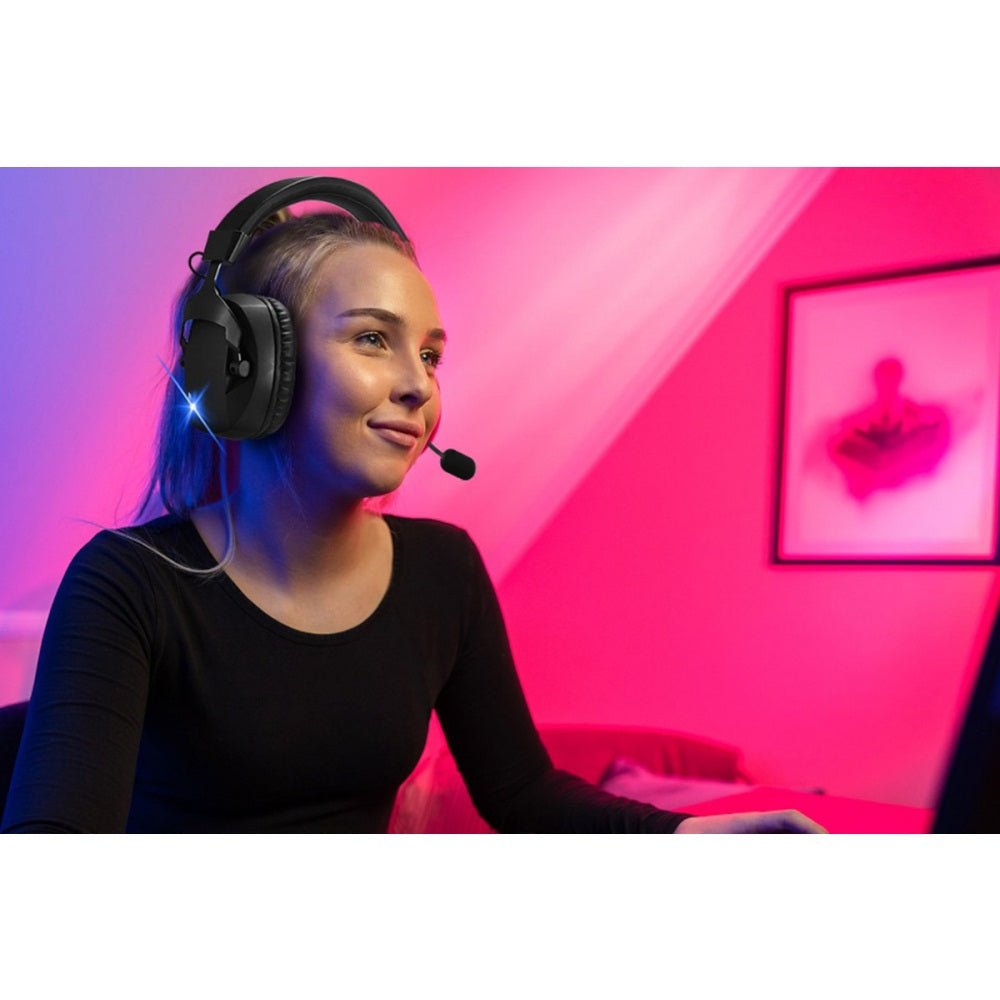 Wireless Gaming Headset Bluetooth 5.3 Wireless Gaming Headphones Detachable Flexible Microphone-Black