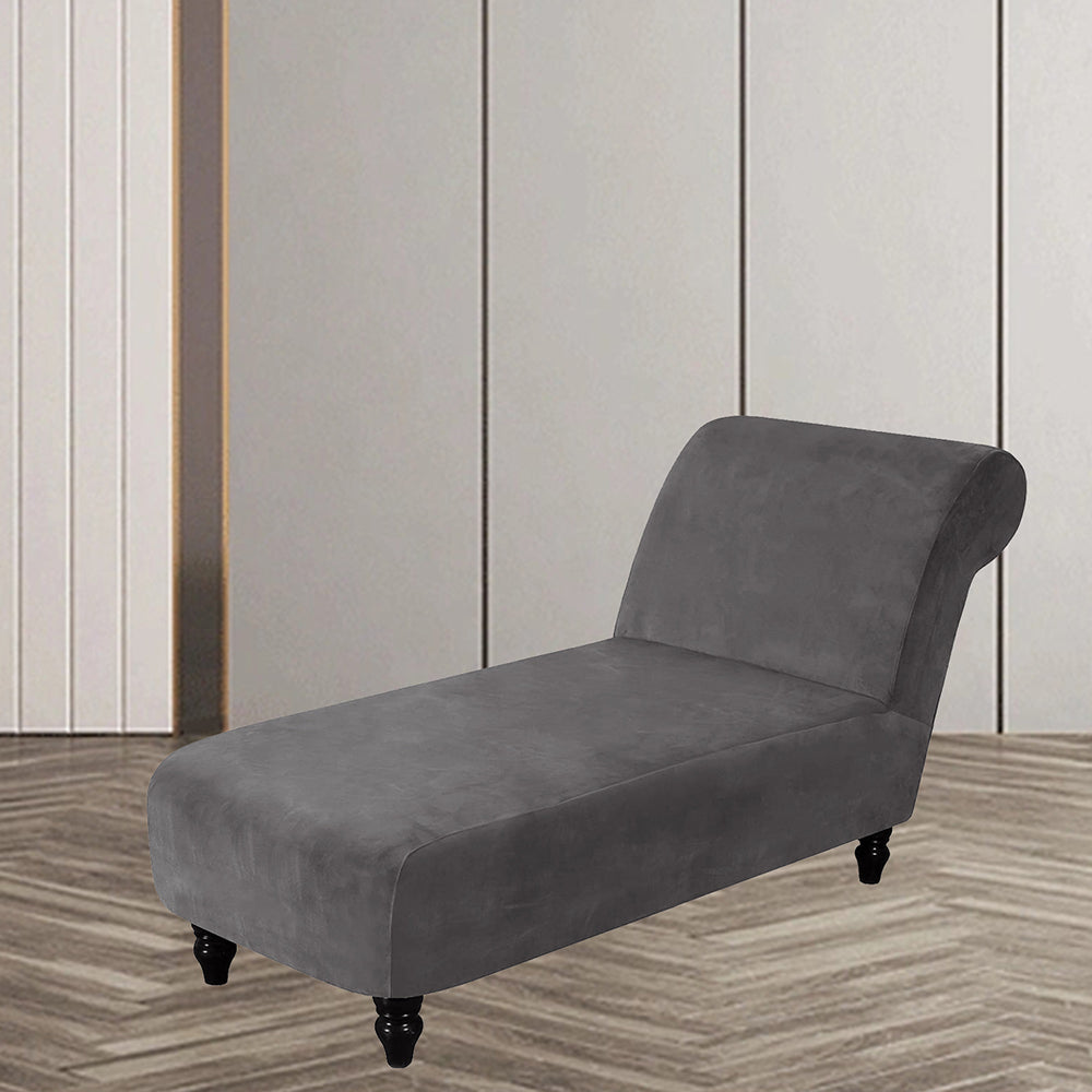 Velvet Armless Lounge Chaise Slipcover Stretch Chaise Couch Cover -Grey