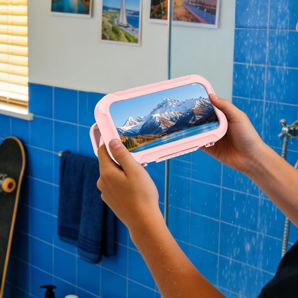 Waterproof Anti-Fog Rotating Shower Phone Holder for Bathroom Smartphone Case-Light Pink