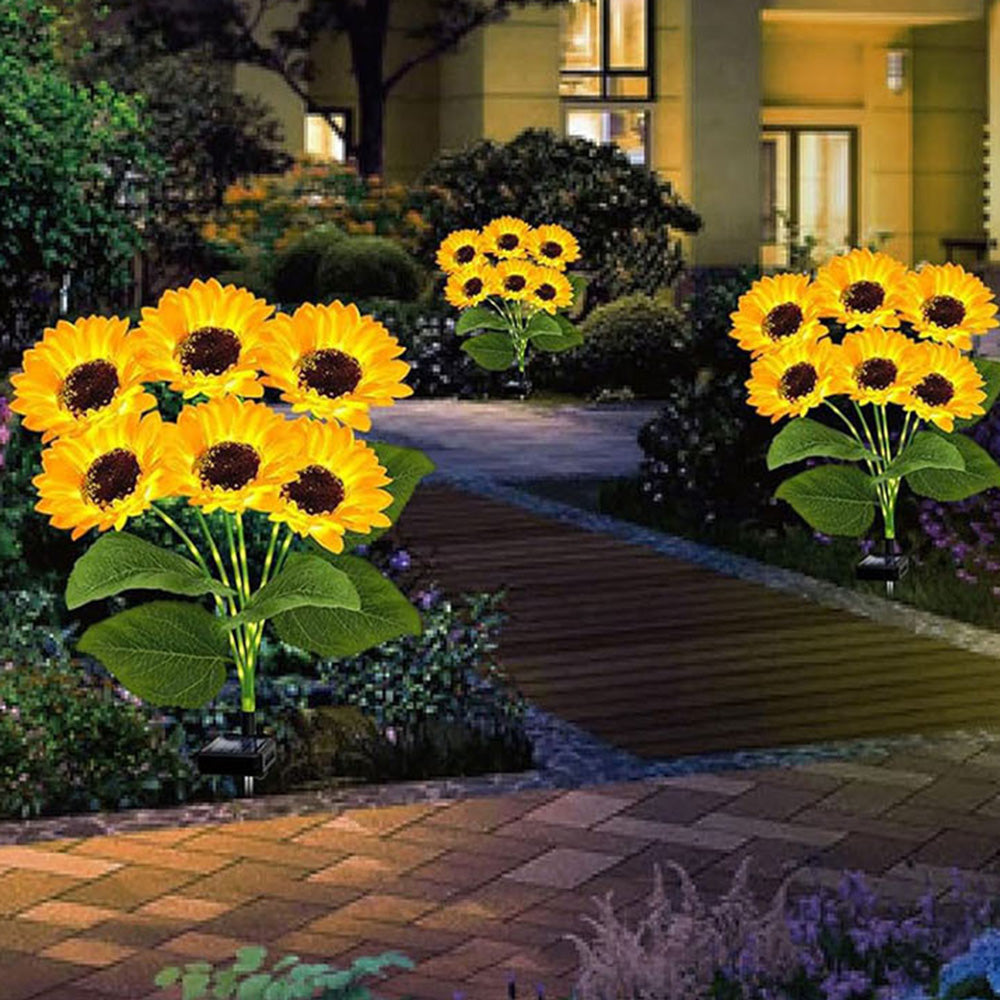 2PCS Solar Sunflower Lights ââ‚?Waterproof Outdoor Garden & Patio Decor