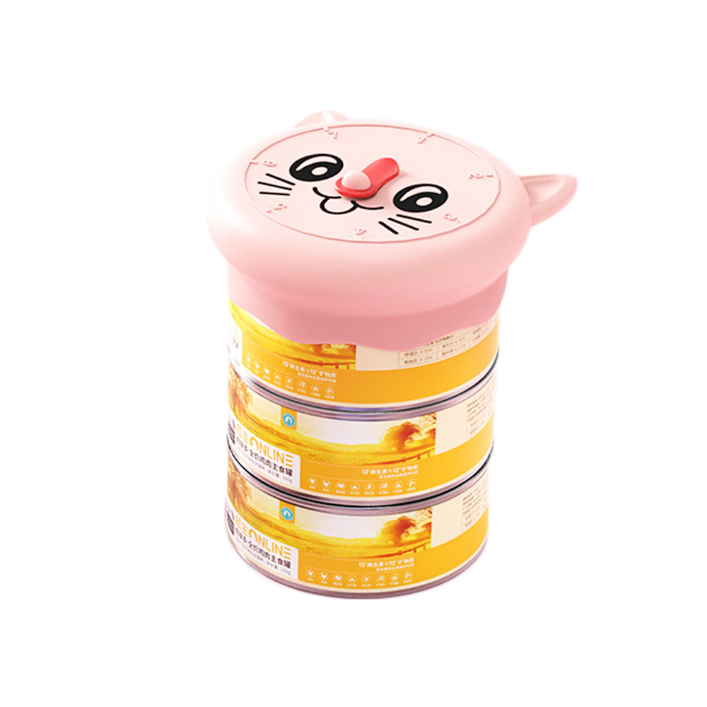 5Pcs Reusable Pet Wet Food Can Covers Silicone Can Lids for Dog Cat Food - Cat Shape