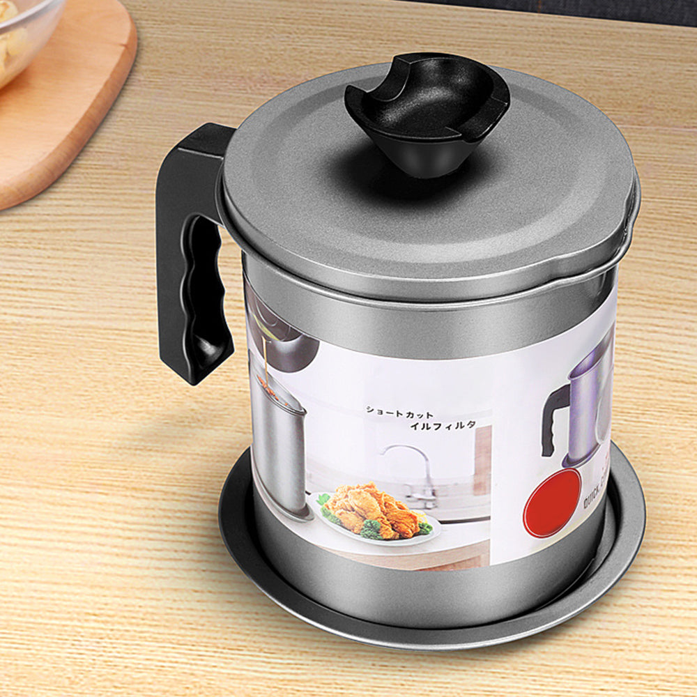 1.4L Stainless Steel Oil Can Oil Container Keeper Storage Can with Strainer