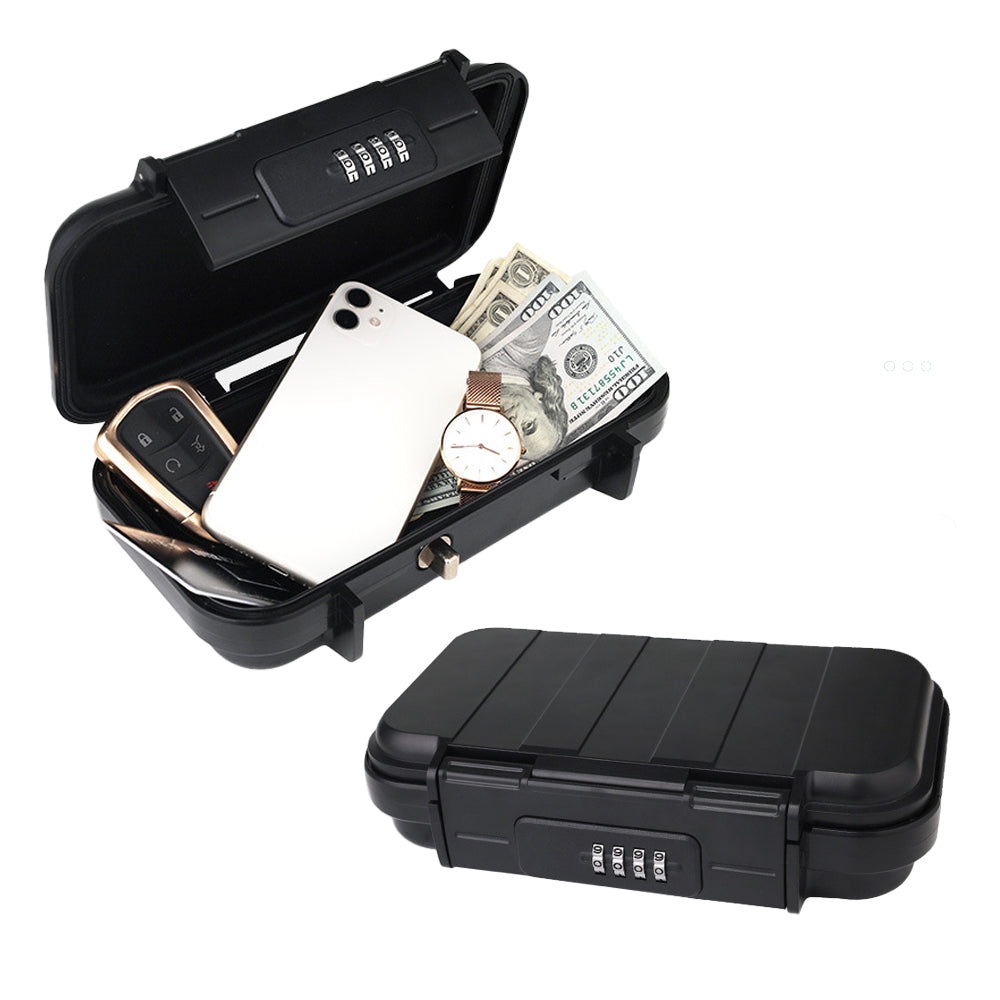 Portable Safe Box Combination Code Security Case LockBox with Removable Chain Black