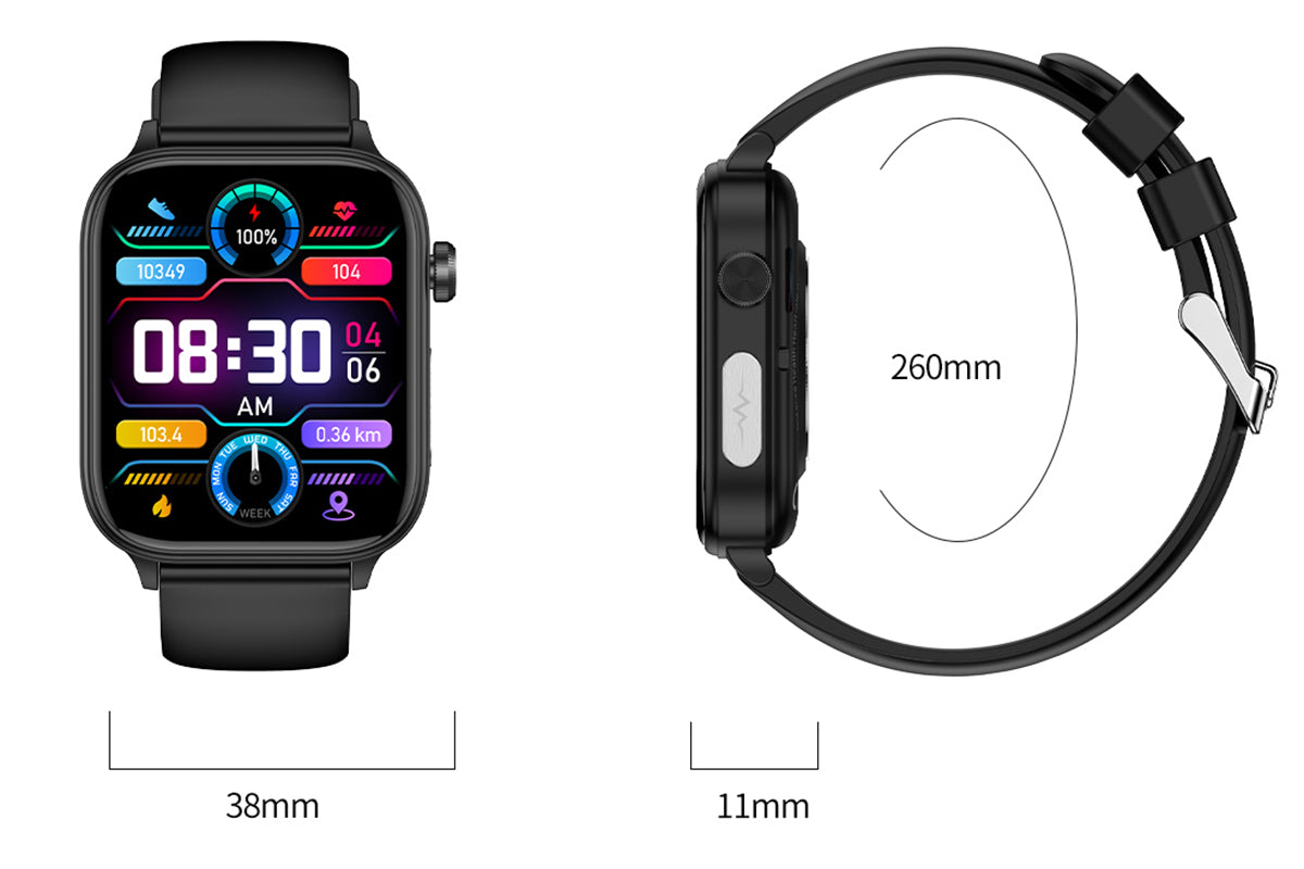 Smart Watch 1.96-Inch ECG Fitness Tracker with Heart Rate Blood Oxygen Blood Glucose Uric Acid and Blood Lipid 100 Sports Modes Activity Tracker-Black