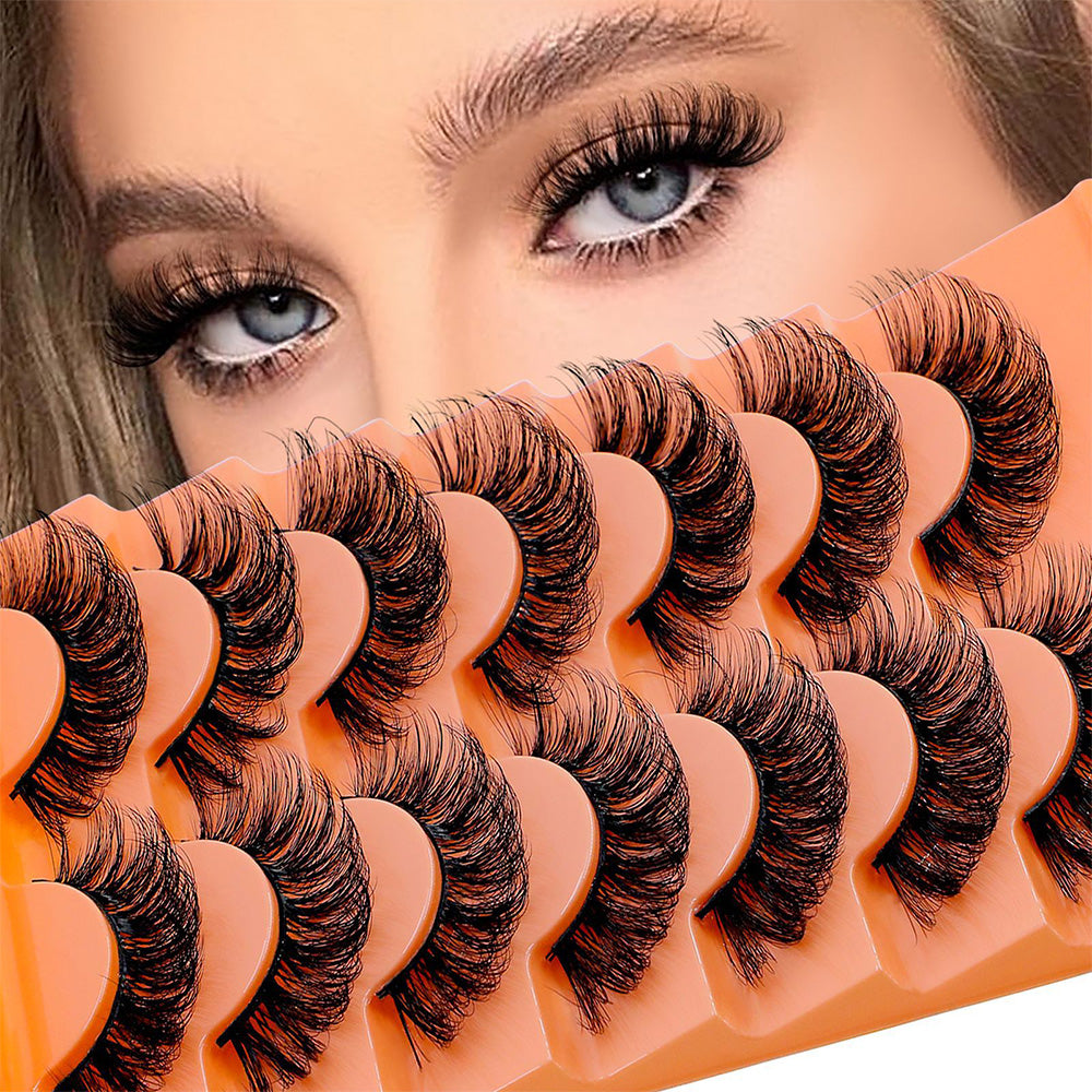 28 Pairs Lashes Full Volume False Eyelashes Synthetic Fibers Eyelashes Natural Look Cat Eye
