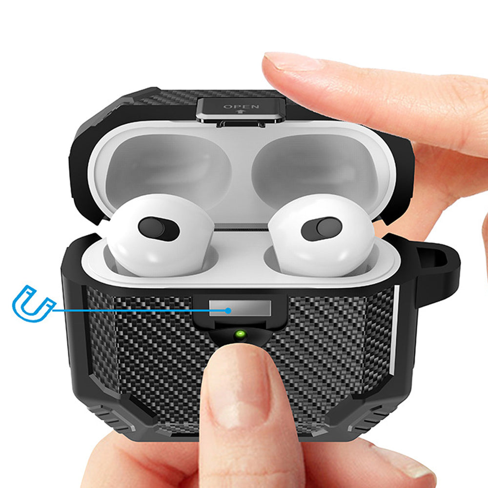 For Airpods Pro2nd Generation Magnetic Switch Case Shockproof Rugged Protective Cover with Keychain Black