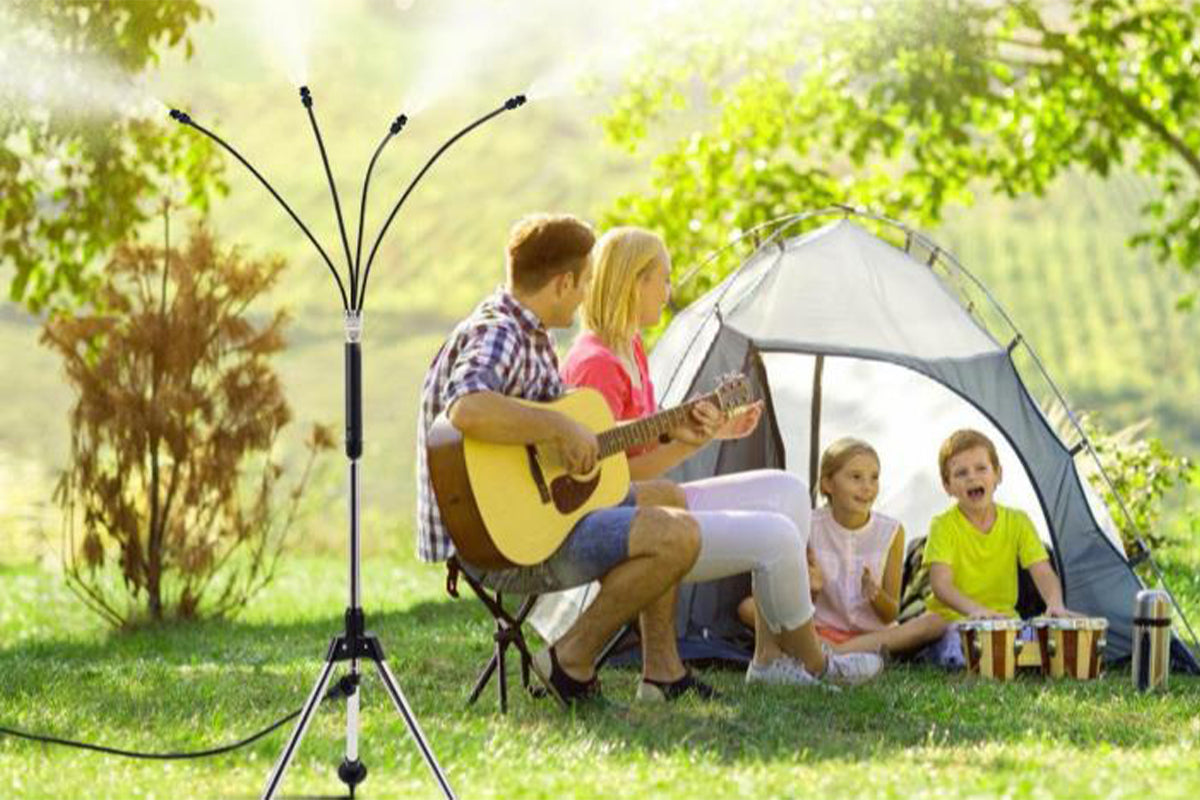 Patio Standing Mister Adjustable Height 1.25M Portable Stand Misting System for Outside Garden BBQ Water Mist Playing Patio Cooling
