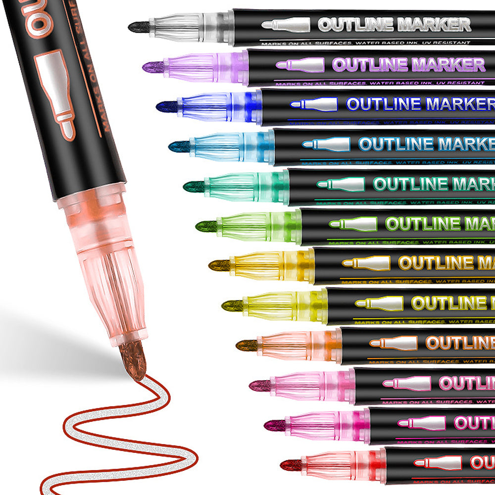 36 Color Multicolored Double Line Outline Marker Pen Set Painting Art