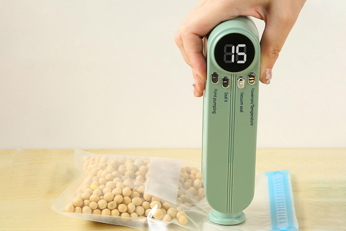 Portable Mini Vacuum Sealer for Food Storage with Rechargeable Handheld Sealing and Air Pump -Green