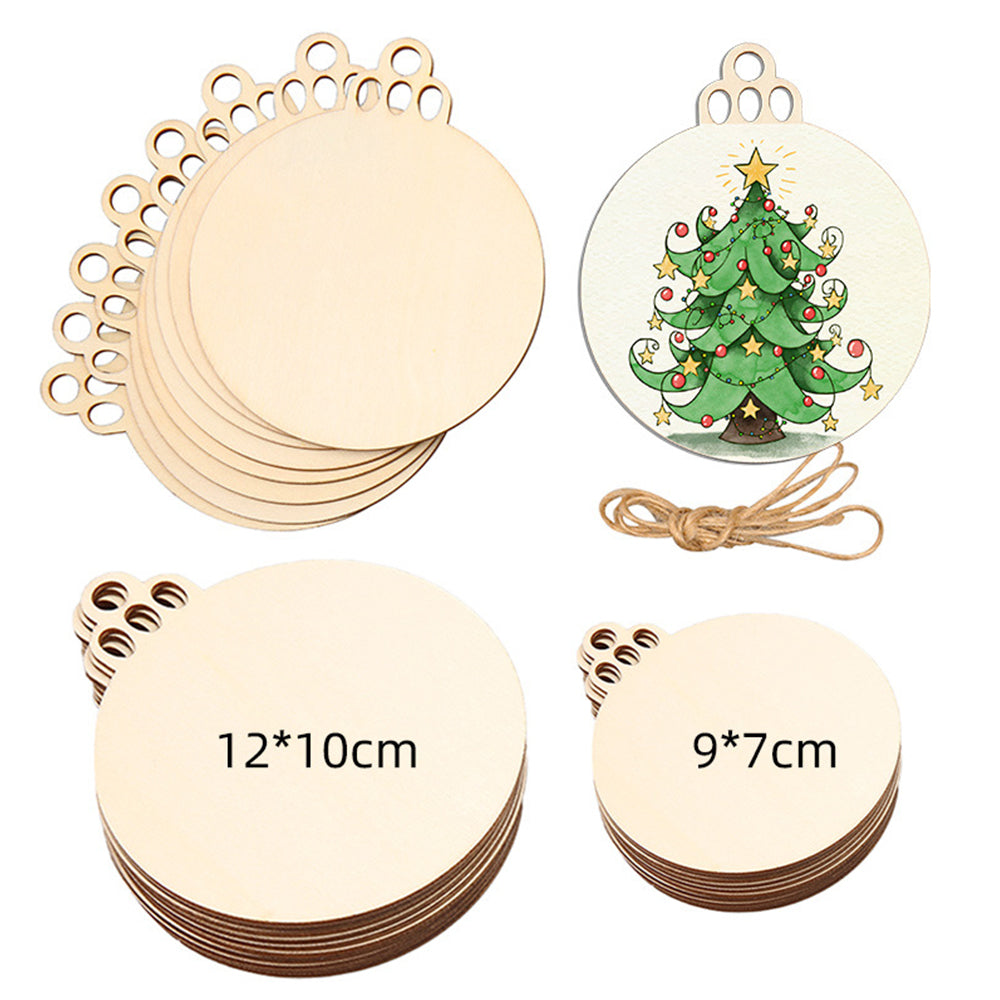 30Pcs Wooden Round Bauble Blank Hanging Ornament Christmas Tree Pendant DIY Craft