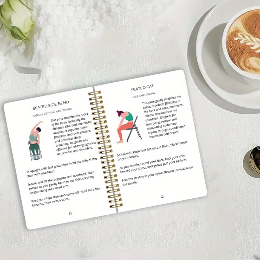 Chair Yoga Book Home Fitness Training Journal-Green