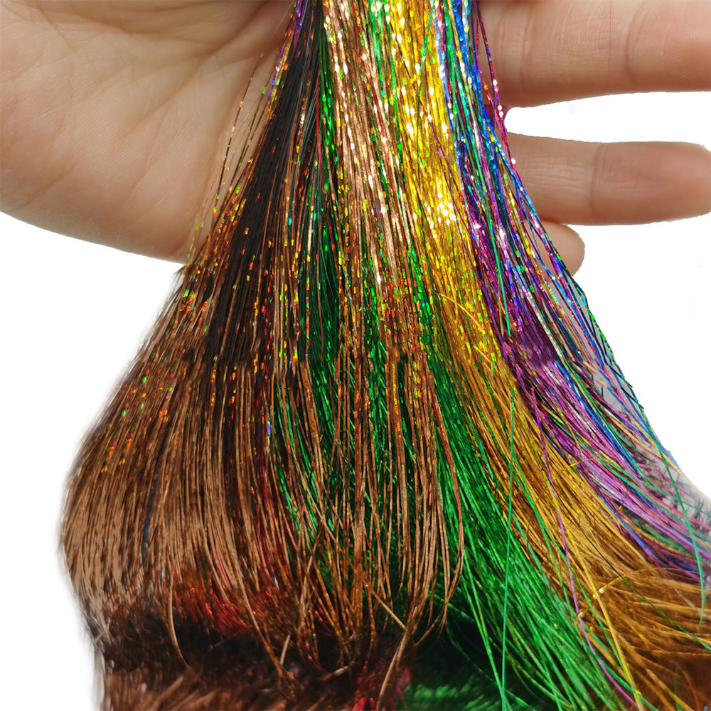 18Pcs Hair Tinsel for Girls 120cm Fairy Heat Resistant Tinsel Hair Extensions for Party Festival Decor