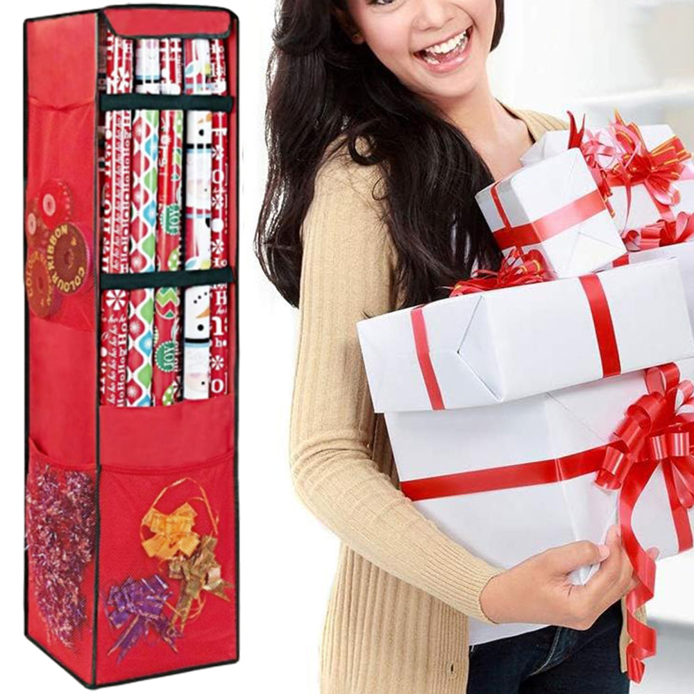 Hanging Christmas Storage Bag Xmas Wrapping Paper Organizer
