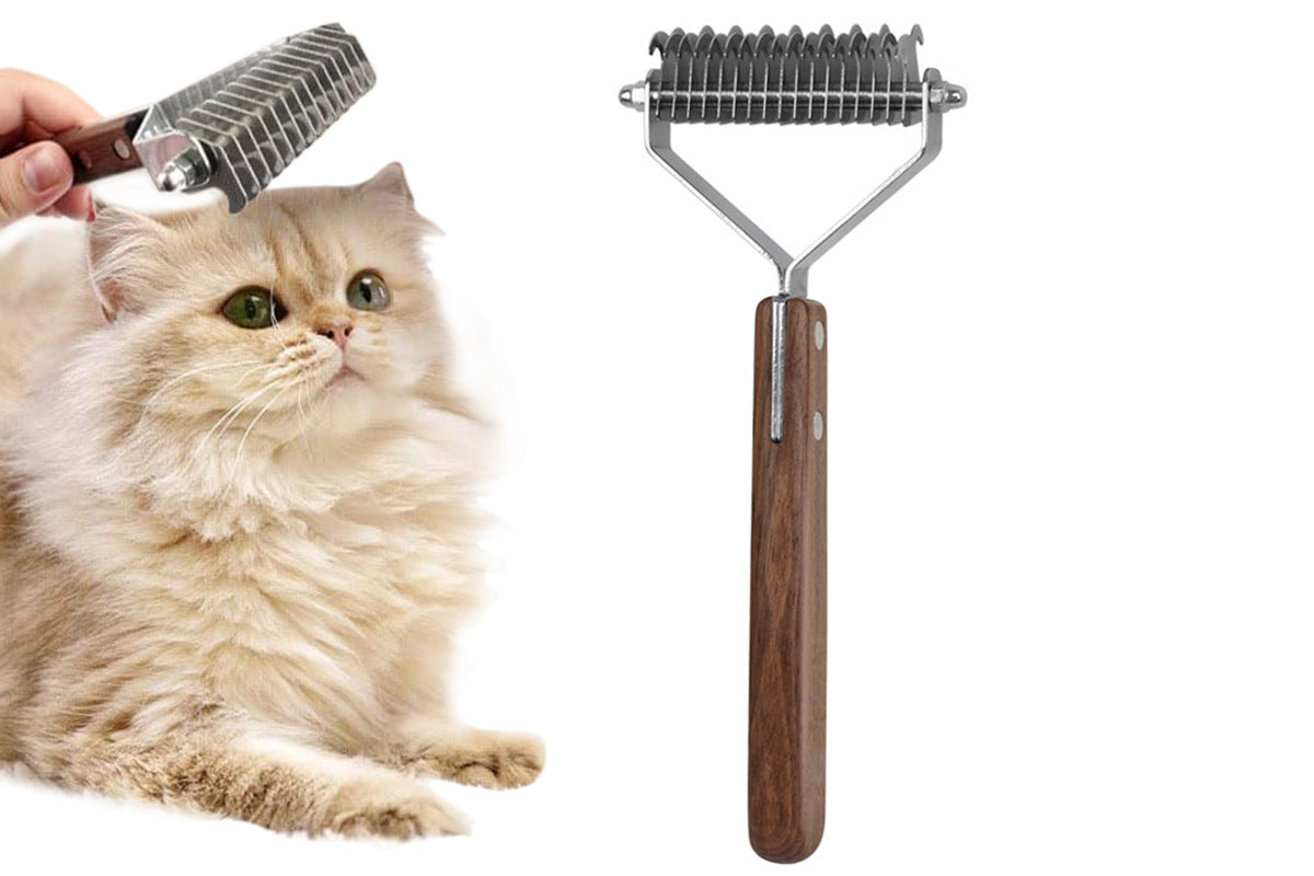 Large 2-Sided Undercoat Rake For Dogs And Cats Pet Grooming Brush Dematting Comb