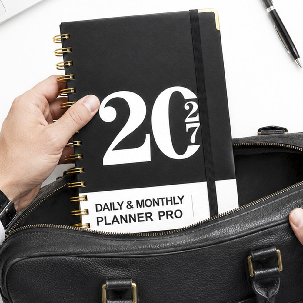 2027 A5 Hardcover Weekly Planner Calendar Notebook January to December - Black