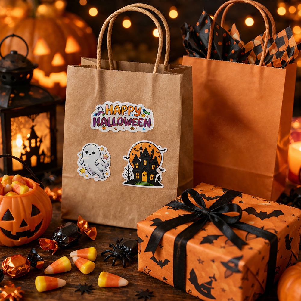 100Pcs Halloween Cartoon Stickers Cute Pumpkin Ghost Vinyl Stickers