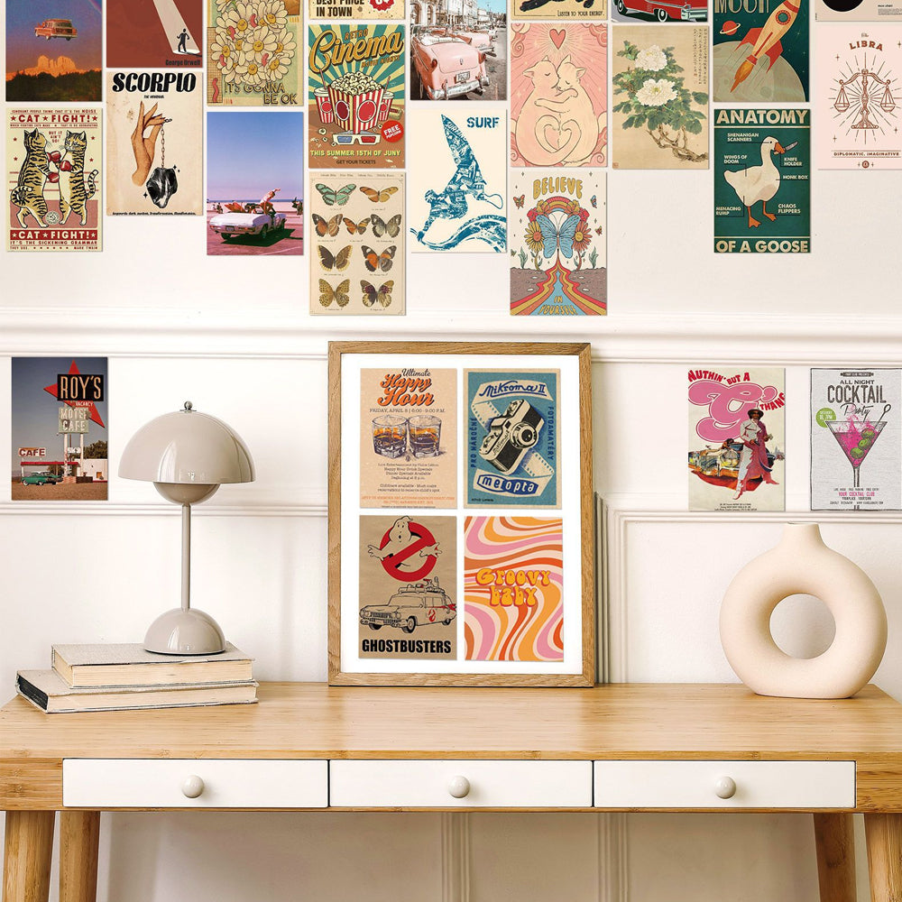 Set of 50Pcs Y2k Retro Posters Aesthetic Wallpaper Downtown Girl Room Decor