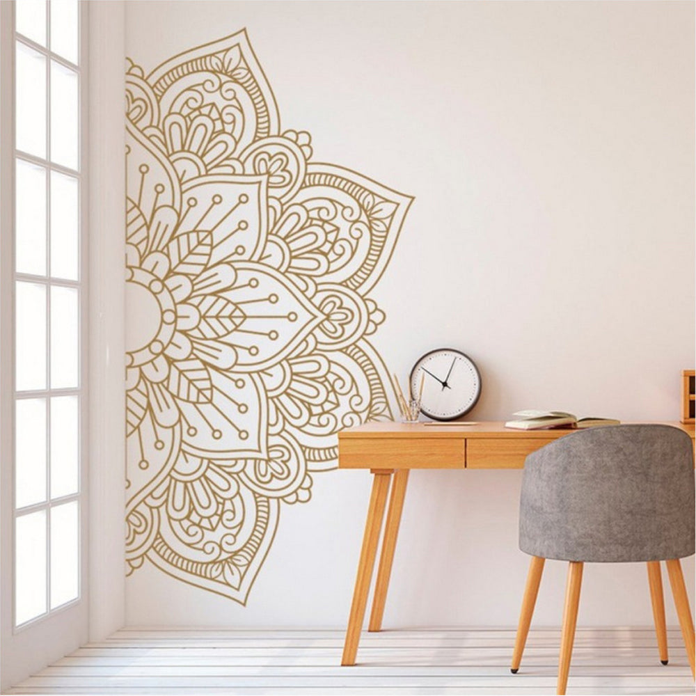 Half Mandala Decals Wall Sticker Home Rooms Yoga Art Decor Gold
