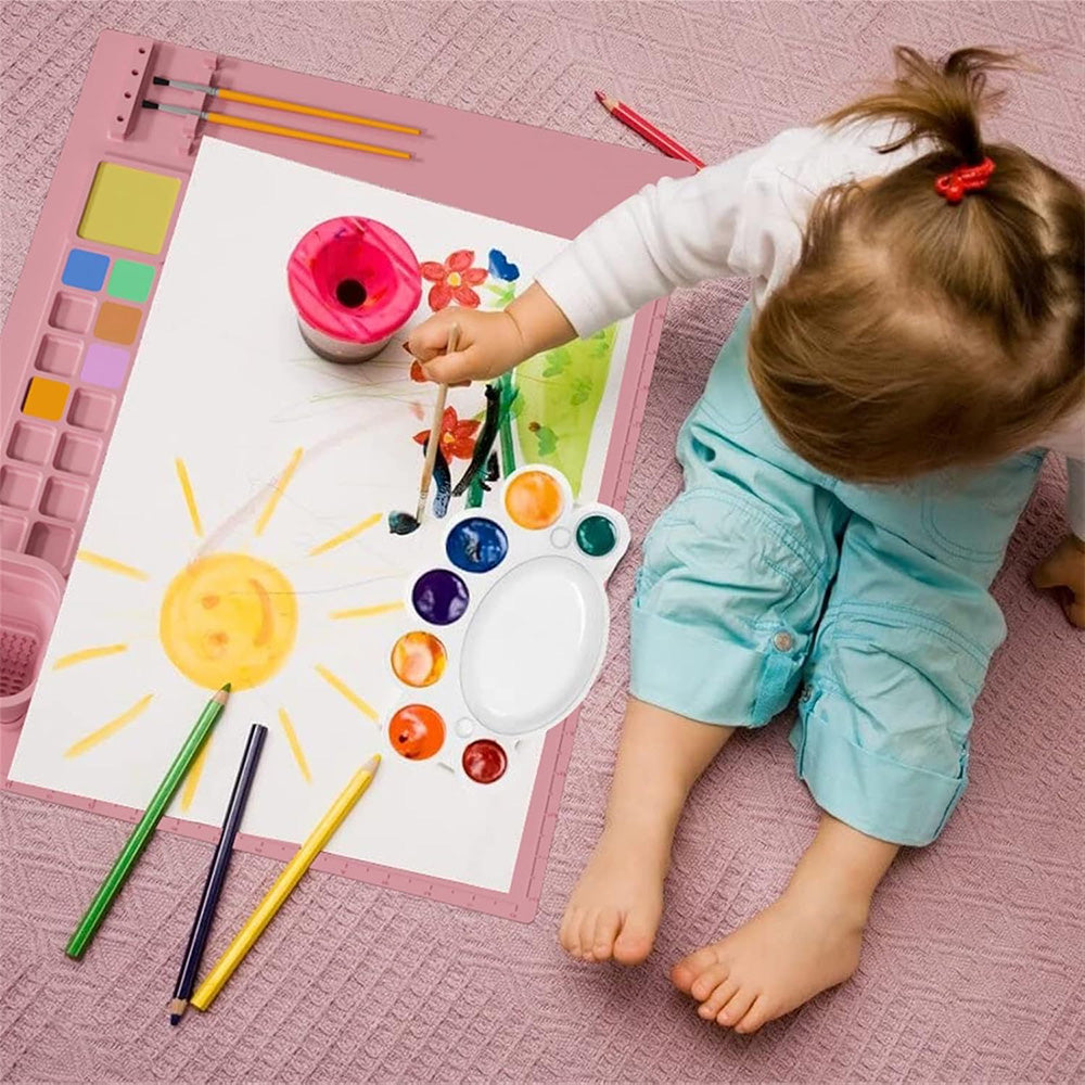 Anti-Stick Silicone Painting Mat Drawing Art Pad Washable Painting Mat Pink