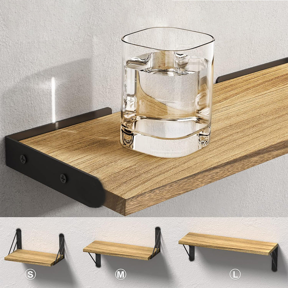 Set of 3Pcs Wall Mounted Wood Floating Shelves Storage Display Racks Wood