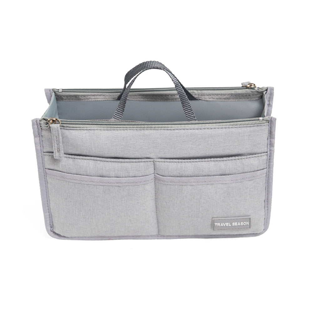Multi-Pocket Handbag Insert Liner Tote Travel Makeup Purse Pouch Organiser Grey