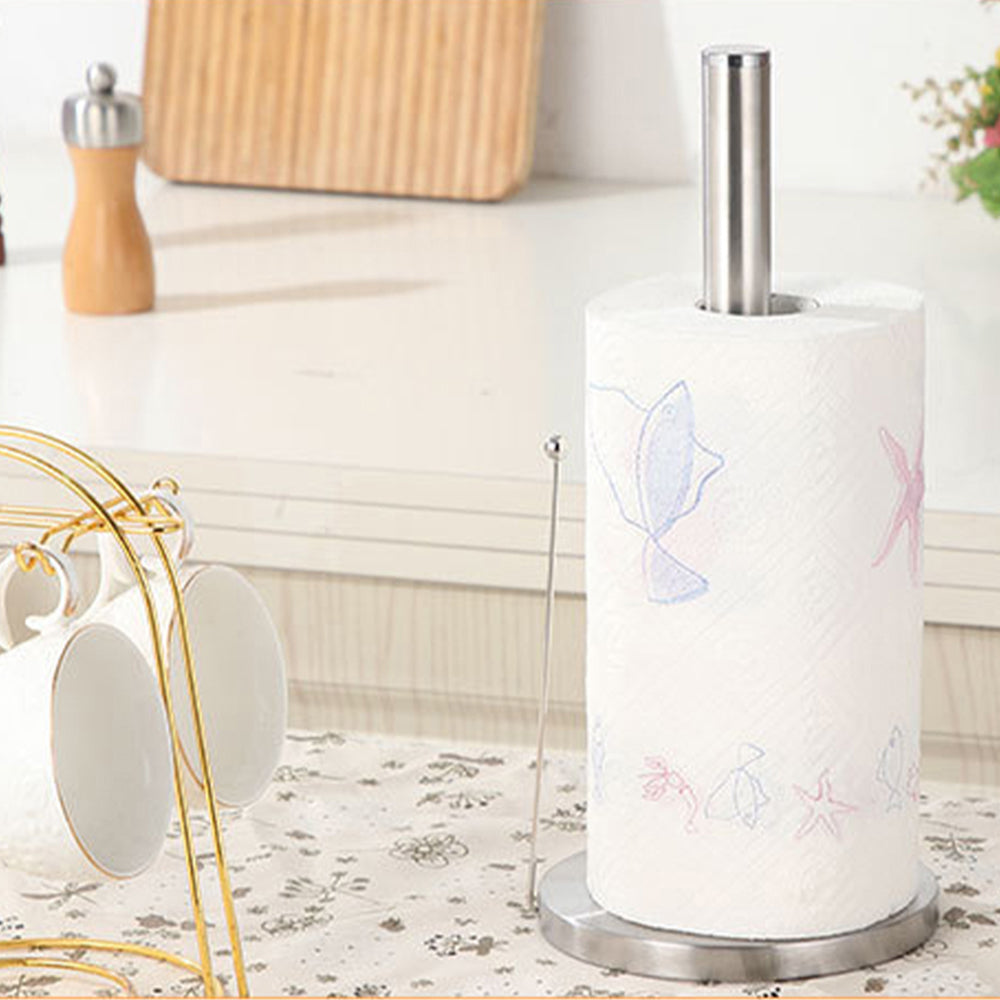 Stainless Steel Roll Paper Stand Tension Arm Standing Paper Towel Holder Style 1