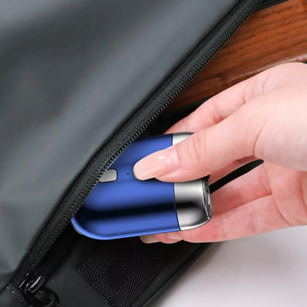Portable Mini Dual-Head Electric Shaver USB Rechargeable Razor Blue