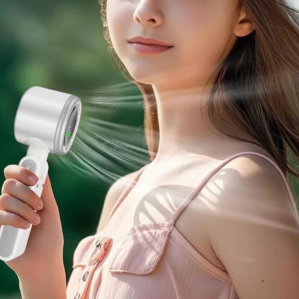 3-in-1 Rechargeable Mini Turbo Fan Portable 5-Gear Wind Handheld Cooling Fan for Outdoor Activities Travel Working White
